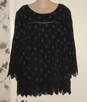 NWT DANIEL RAINN Stitch Fix Hippie Boho Peasant Prairie Top Tunic Lace Trim 3X