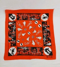 Vintage Paris Halloween Bandana 21x21 Orange Ghost Skeleton Black Cat Pumpkin...