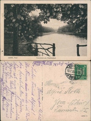 Postcard Auma (Thuringia)-Auma-Weida Valley Kesselsee at Sophienbad 1925