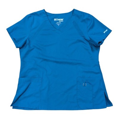 Greys Anatomy Active Scrub Top Short Sleeve Turquoise V Neck Womens Sz XL Nurse