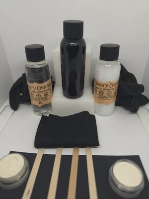 LUXURY LEATHER Lederreparaturset, schwarz, DIY, 50ml Set mit Füller & Kleber einfach zu bedienen.