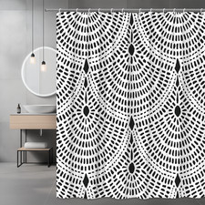 Black and White Shower Curtain with Stylish Pattern, Modern Decor