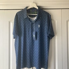 William Murray Golf Polo Shirt Blue/Gray/Green Beet Pints Sz L NWT!