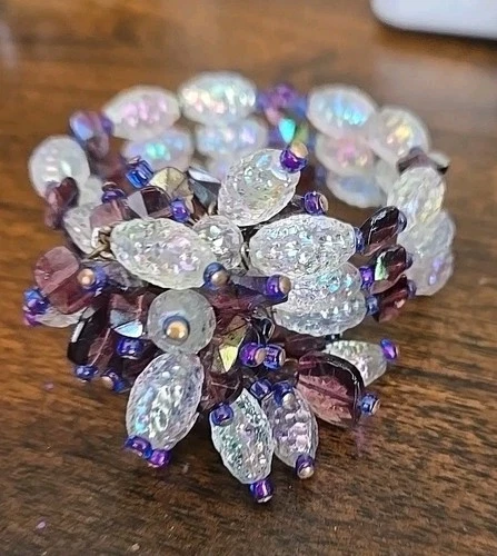 Vintage Costume Jewelry  HOBE Wrap Bracelet and Earrings Purple