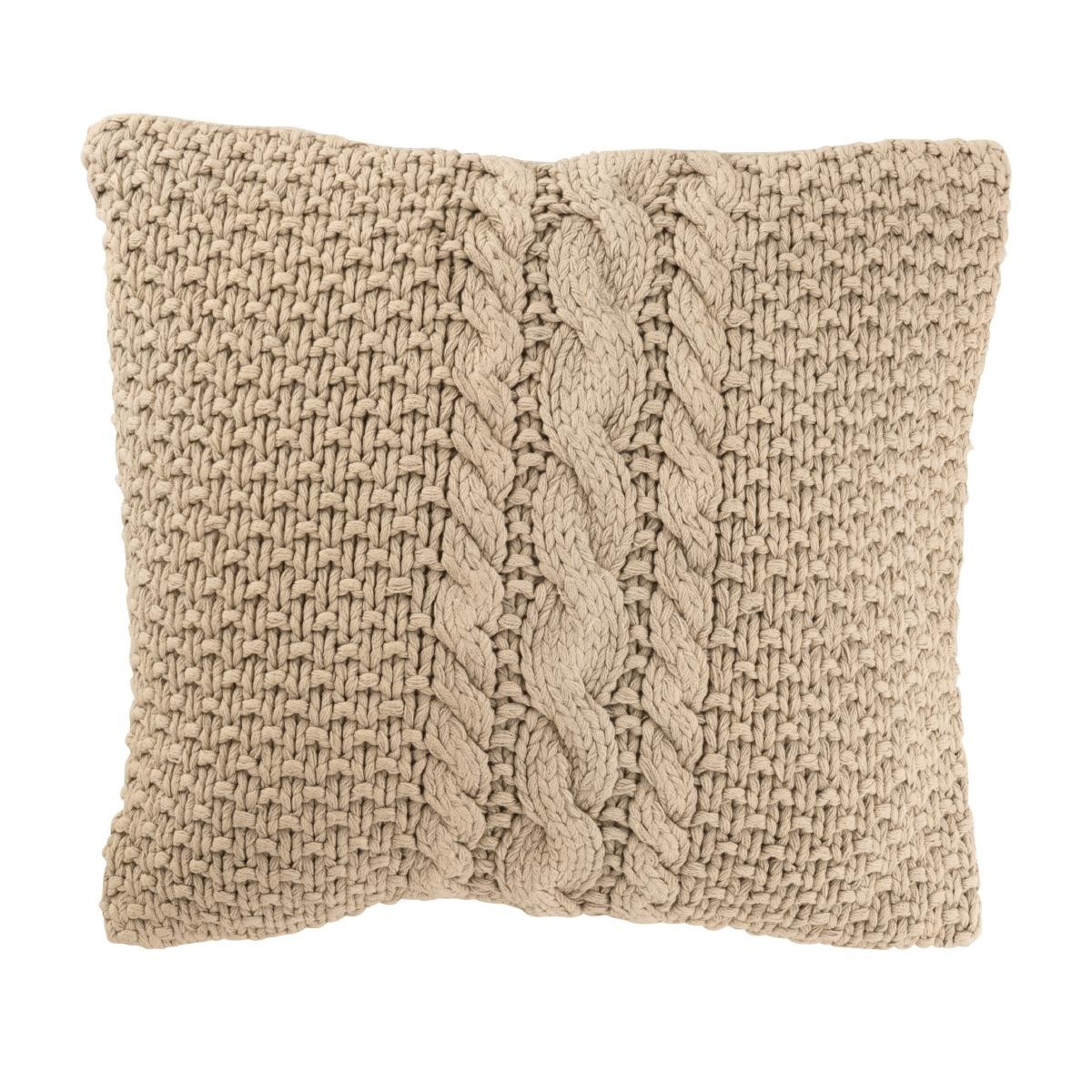 Coussin en tricot tressé Helena beige 50x50 cm pour soulager le dos