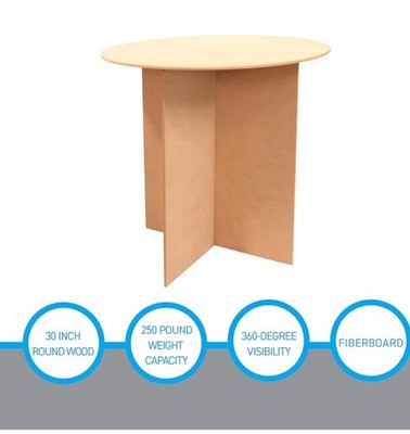 *REDUCED* SSWBasics 30  Round Wood Display Table - 250 Pound Weight Capacity NEW