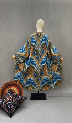 Uzbek ikat chapan/Cotton jacket/Boho ikat coat/Ethnic abaya cape/Tribal kimono