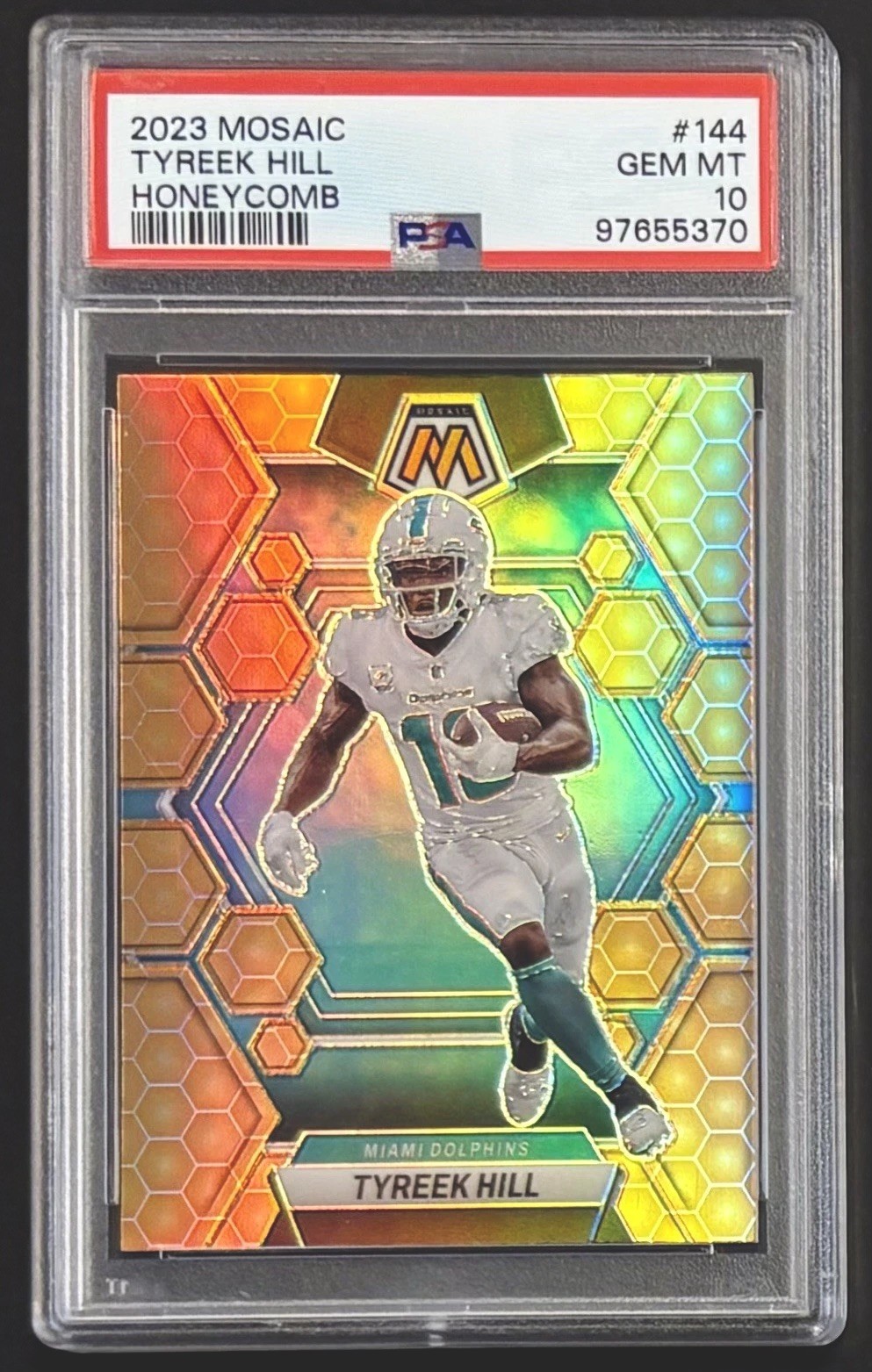 2023 Panini Mosaic Tyreek Hill Honeycomb CASE HIT SSP #144 PSA 10 GEM MINT POP 6