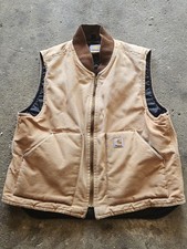 Carhartt V01 BRN Duck Vest Mens Large Brown Quilted Lined Workwear USA