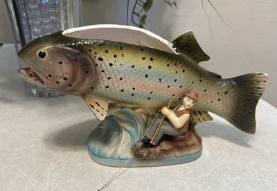 Vintage Ceramic Smallmouth Bass Planter Inarco MCM 50s 60s Made In Japan Fish