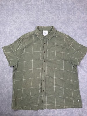 Katin Shirt Mens 2XL Green Check Short Sleeve Button Up Casual Top Pockets
