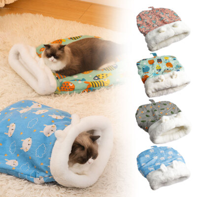 Cat Sleeping Bag Soft Cuddly Fluffy Feel Pet Quilts Kitten Puppy Bed ET