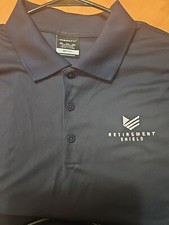 Nike Golf Dri Fit Polo Mens 3XL NWT Navy Blue RETIREMENT SHIELD LOGO