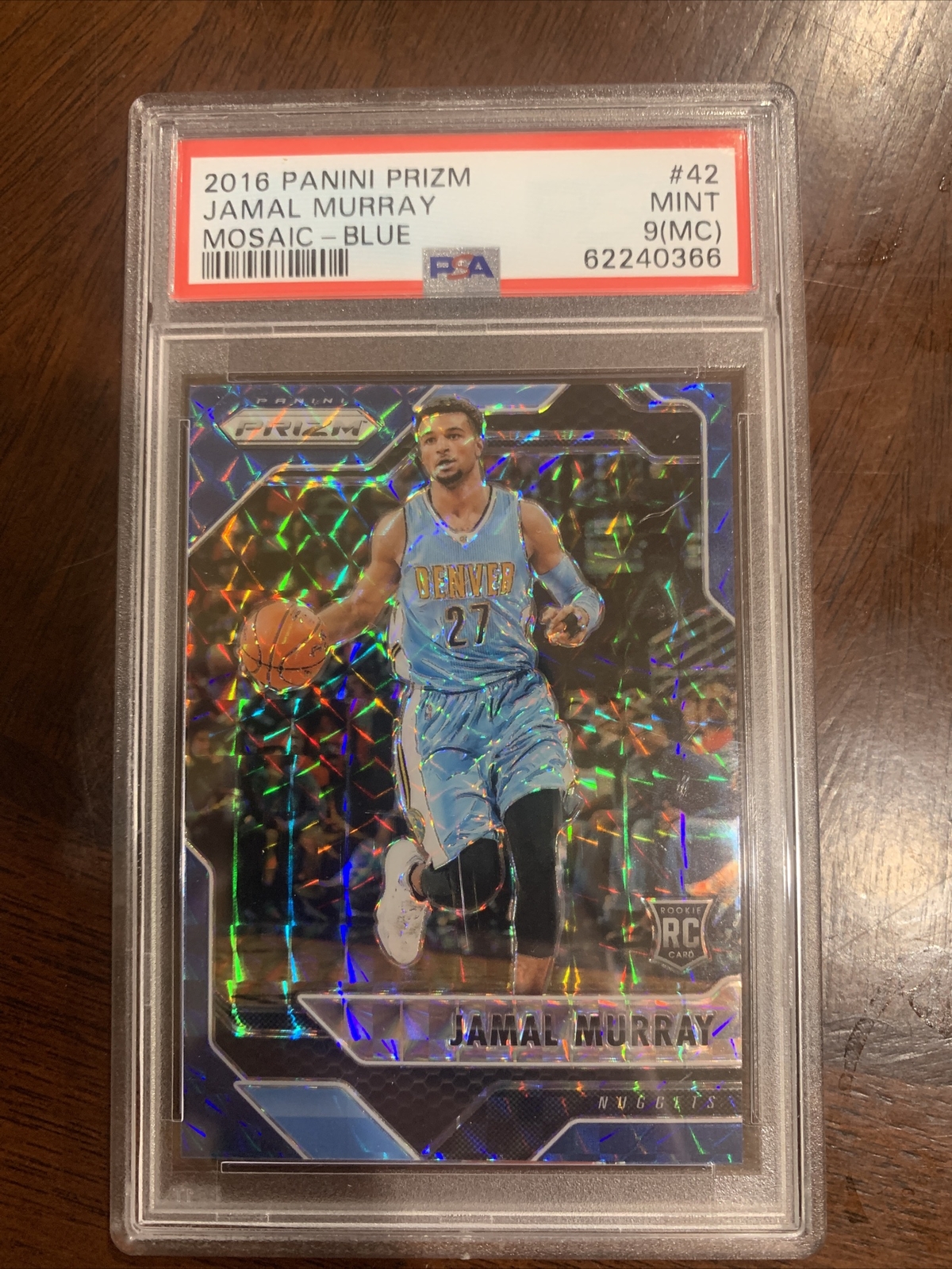 2016 Panini Prizm #42 Jamal Murray PSA 9 Mint Mosaic Blue Refractor Rookie Card