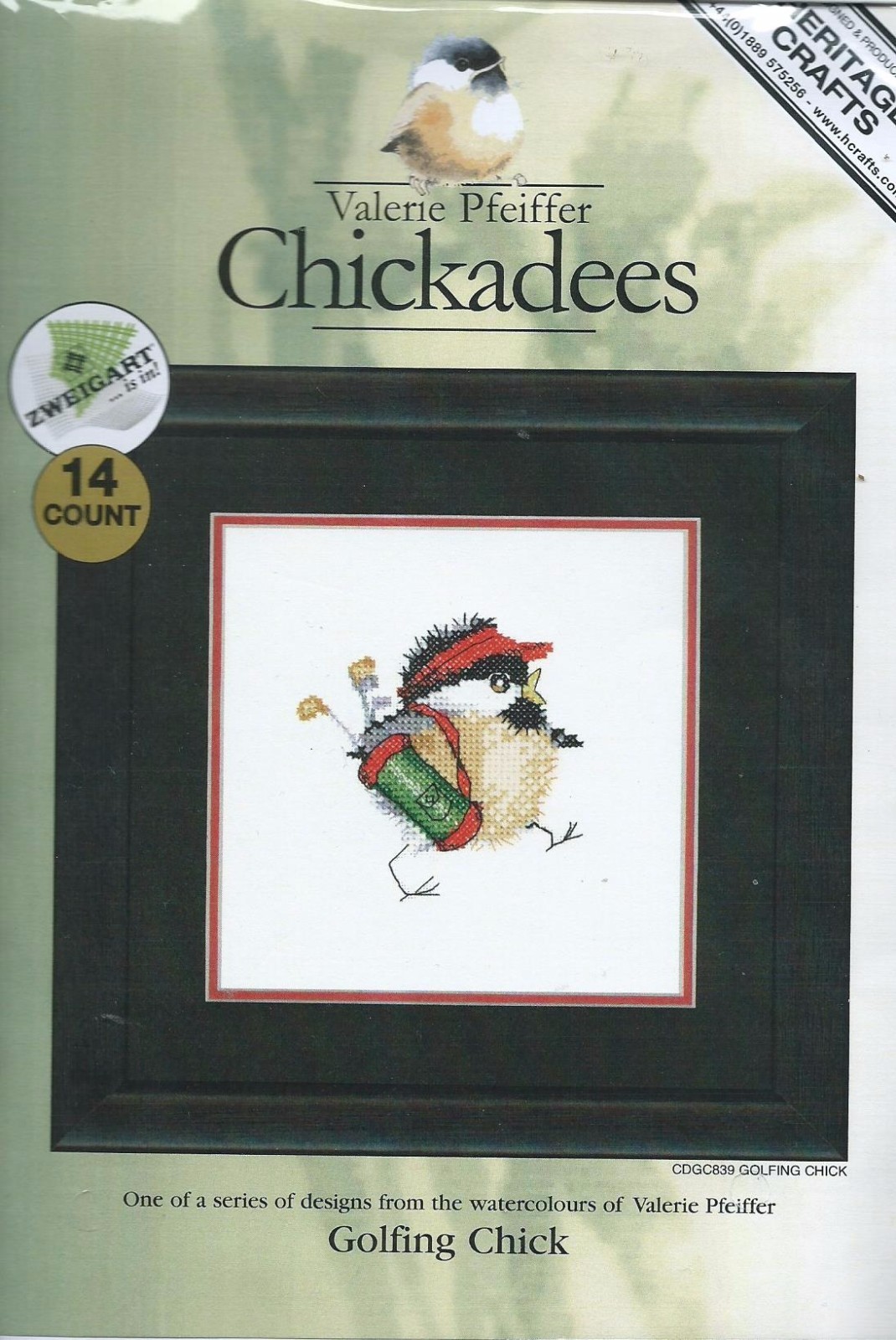 Heritage Crafts Cross Stitch Kit - Little Friends, Golfing Chick