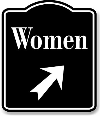 Women 45 Degree Up Right Arrow BLACK Aluminum Composite Sign