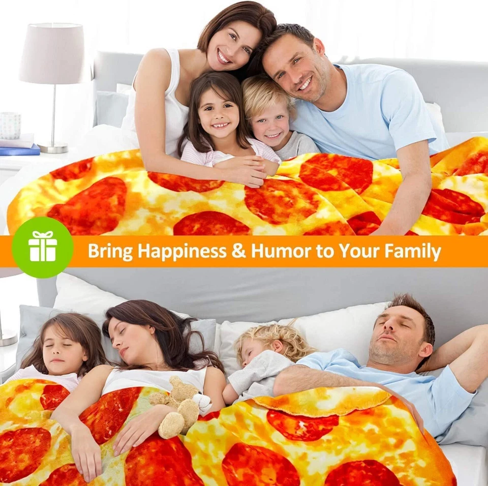 59in Pizza Nap Sofa Blanket,Double-sided Flannel Air Conditioning Warm Blanket - Image 4 of 4