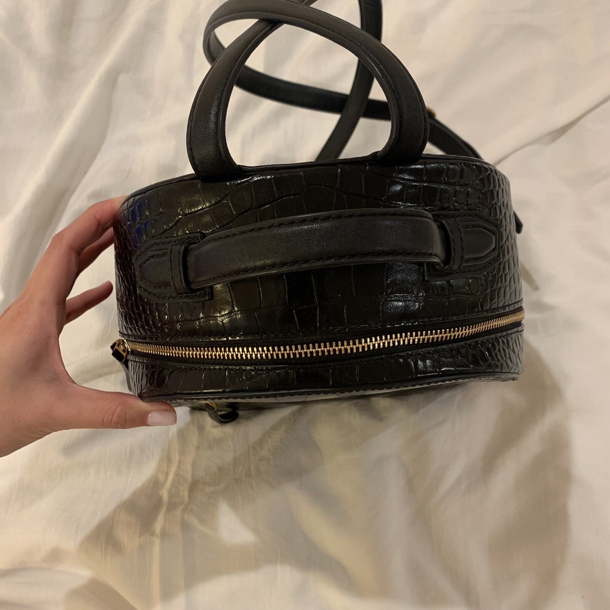 Tory Burch Black Croc Embossed Mini Backpack | eBay display picture 3