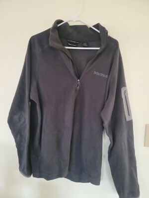 Marmot Polartec Fleece Jacket Mens L Black Lightweight 1/2 Zip Sweatshirt