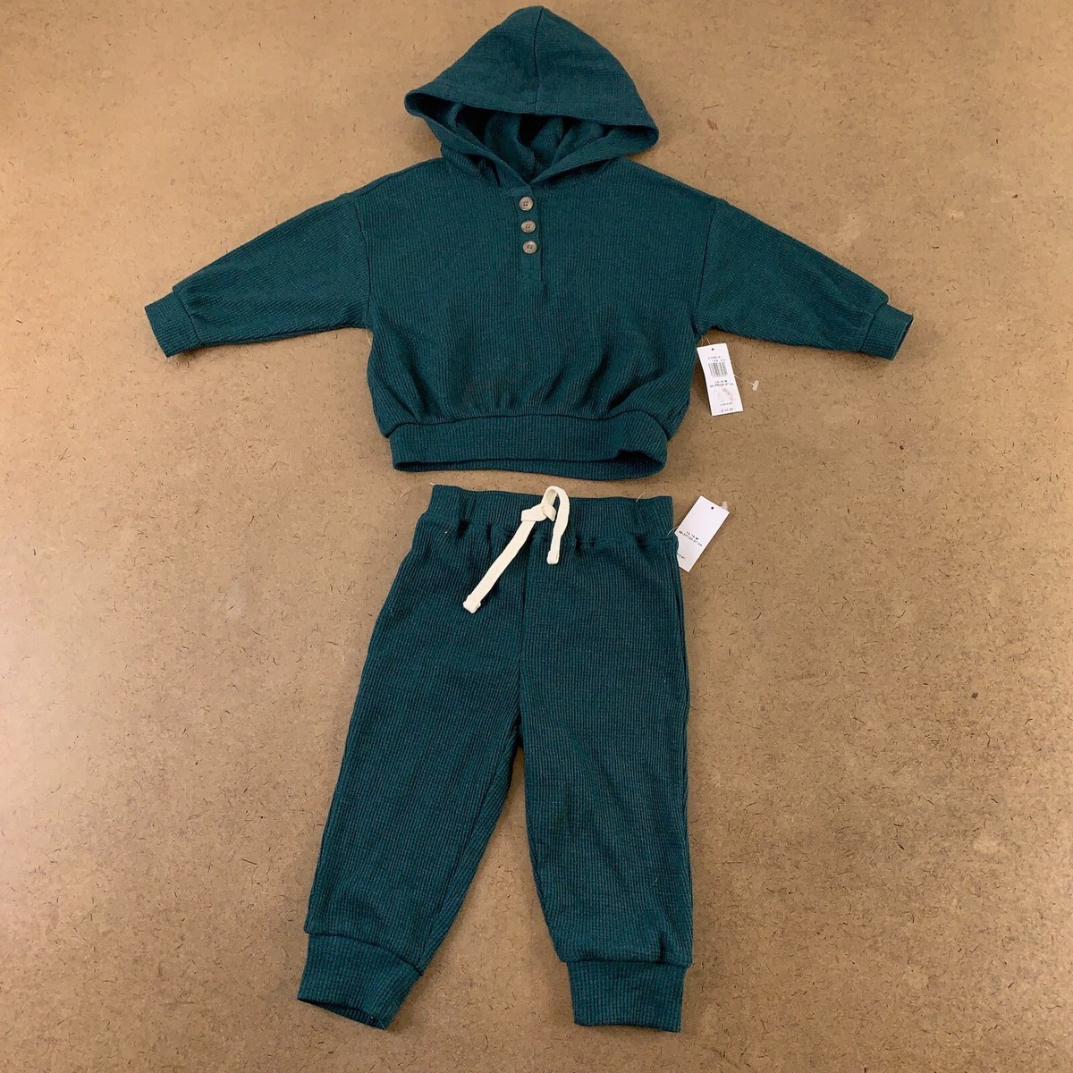 Old Navy Baby Size 12-18 Months Thermal-Knit Henley Hoodie Jogger