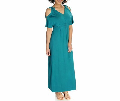 Countess Collection Gathered Front Cold Shoulder Kaftan Maxi Dress Sz M~1X  | eBay