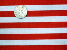 RED NARROW STRIPE 3/8" POLY-COTTON 60" SEW CRAFT FABRIC NEW