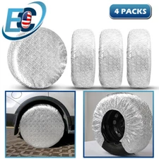 4PCS Waterproof Tire Covers Wheel & Tyre RV Trailer Camper Sun Protector 25"-27"