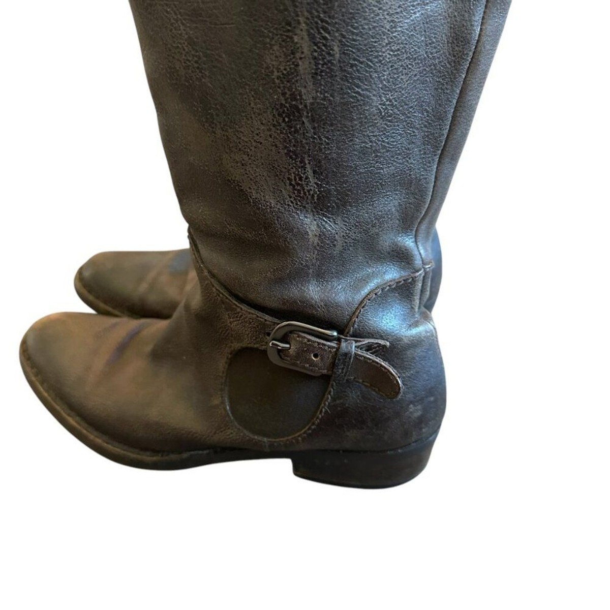 Henry Beguelin Brown Leather Boots Tall Shaft Buckle Luxury Size