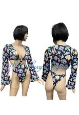 Bodysuit Mushrooms Festival Rave Exotic Dancewear XS-OX