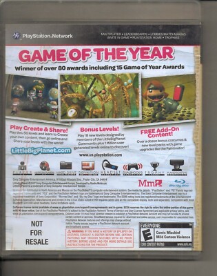 Jeu PS3 LittleBigPlanet Game Of The Year Edition - Neuf Sous Blister Officiel - Version Française