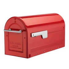 Contemporary Red Mailbox Modern Design Galvanized Steel Construction Durable