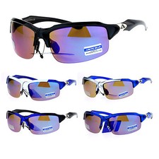 Arctic Blue Bluetech Mirrored Lens Baseball Half Rim Sport Sunglasses