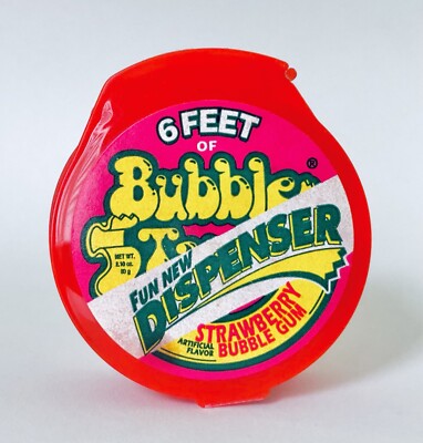 Vintage 1991 Amurol BUBBLE TAPE Gum Can 2.5  Empty candy container STRAWBERRY