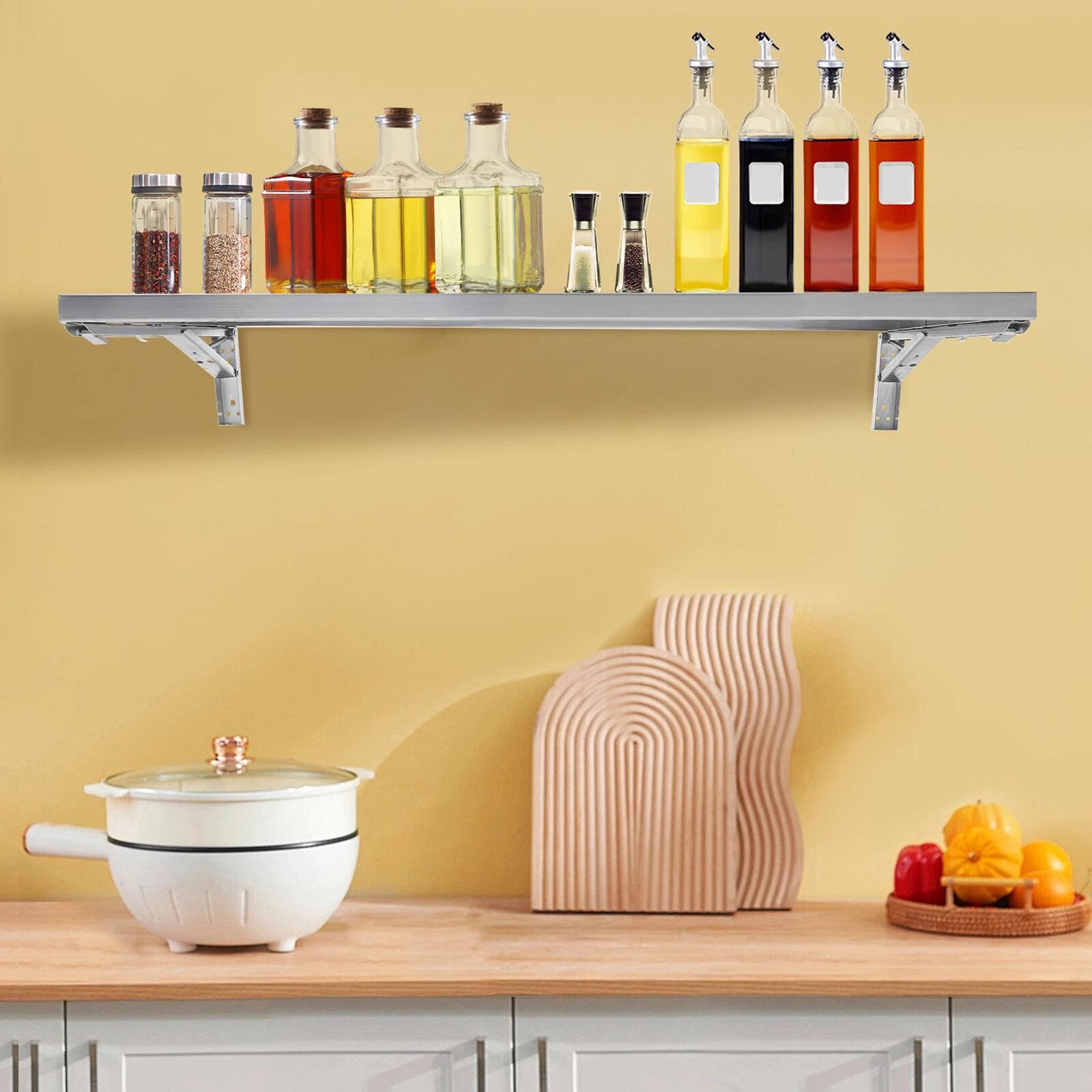 Wall Mounted Folding Table Shelving Collapsible Workbench Stainless Steel Shelf