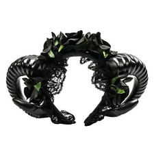 Gothic Demon Horn Black Rose Headband in Black for Dark Costume Themes