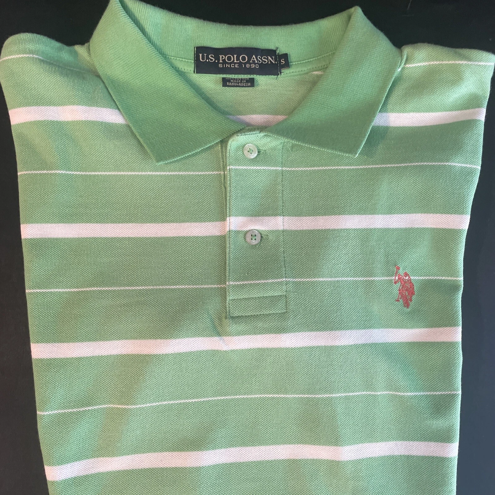 U.S Polo shirt , Sz Small, Men’s Striped Kelly green / White