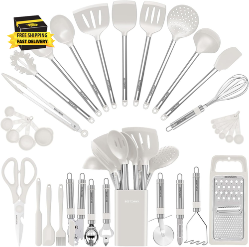 Kitchen Utensil Set-Silicone Cooking Utensils-33 Kitchen Gadgets & Spoons for No