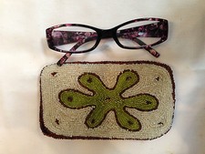EYEGLASSES SUNGLASSES POUCH CASE BAG Handbeaded Abstract Art