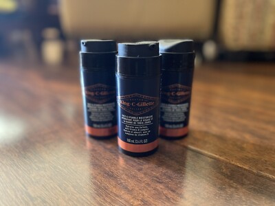 King C Gillette Men 3 x 3.4 Oz FACE & STUBBLE MOISTURIZER Vitamin B3 Complex NEW