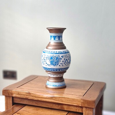 Bodenvase, handgefertigt, Holz handbemalt, hohe Blumen Pampas Gras Wohnkultur