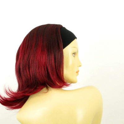 Perruque Synthétique Avec Bandeau - Couleur Prune Méché Noir - Longueur Moyenne - Ref XENA
