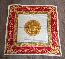 BAROQUE BEAUTIFUL GOLD ITALY VERSACE STYLE SILK SCARF Sz. 85 x 85