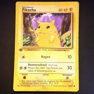 Pikachu | 58/102 | Base Set | First Edition | Pokemon Karte Deutsch | Vintage