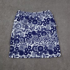 J. McLaughlin Skirt Womens Medium Navy White Floral Print Stretch Elastic Waist