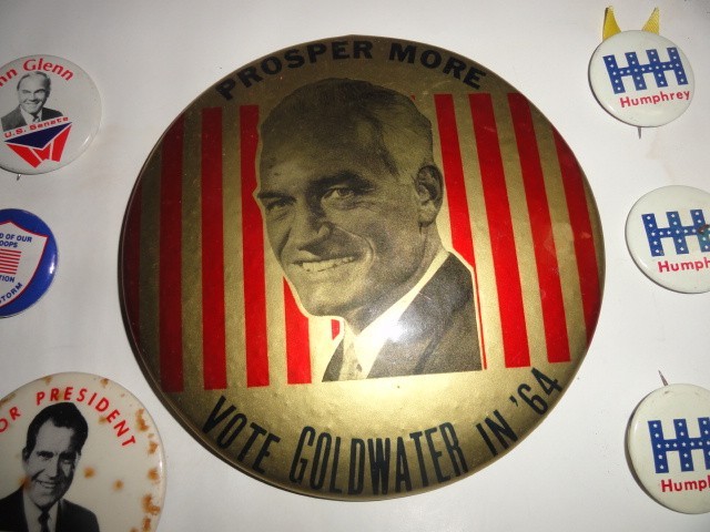 Political Buttons - Historical Memorabilia 20 Pc Assorted Goldwater-Nixon- Plus