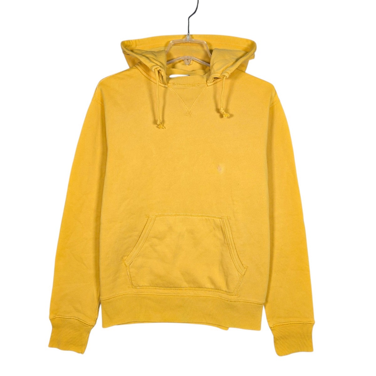 RRL Hoodie Mens M Ralph Lauren Garment-Dyed Fleece Yellow Double V 