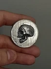 3 Oz .999 Silver Screaming Silver Skull MK Barz Hand Poured Round
