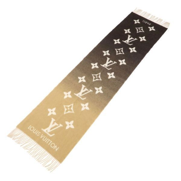 LOUIS VUITTON Monogram Gradient Cashmere Scarf Beige 190cm 45cm Pre-owned image 2