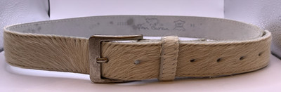 Van Buren Bolsward Holland Leather Cowhide Fur Belt Iron Buckle Cream 95 cm 