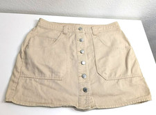 OLD NAVY Size 6 Sandstone Utility Cargo Mini Skirt Silver Button Front Pockets